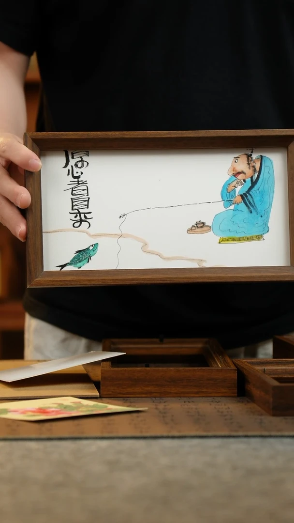 国画15*27.5纯手绘国风国画摆台