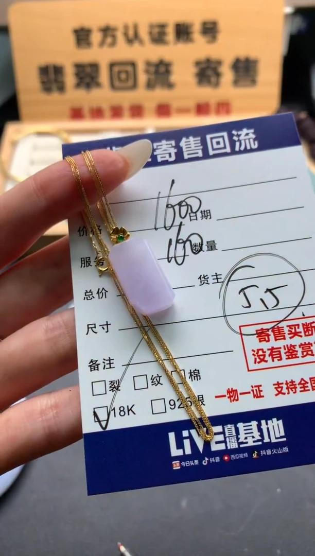 翡翠18K金镶嵌颈饰10138167