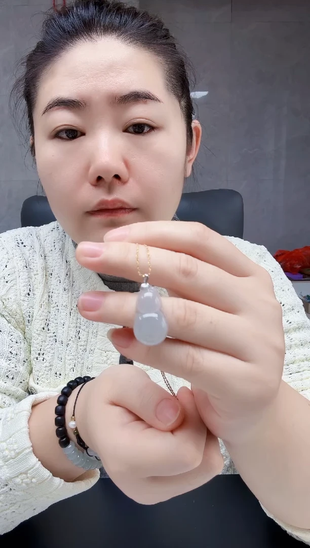 颈饰银S925镶嵌翡翠翡翠葫芦吊坠（不含链）