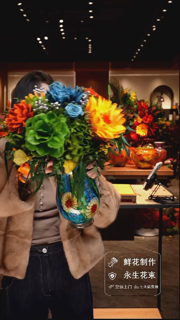 手工艺品琉璃手工花器花束空运包邮送货上门-以图片为准