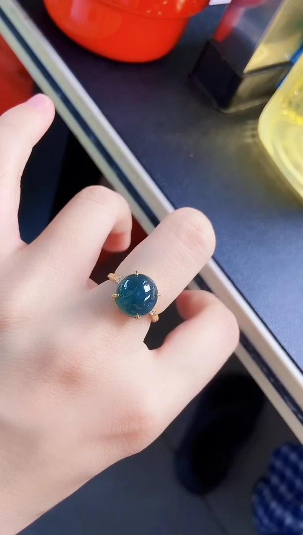 翡翠戒指银S925镶嵌45687