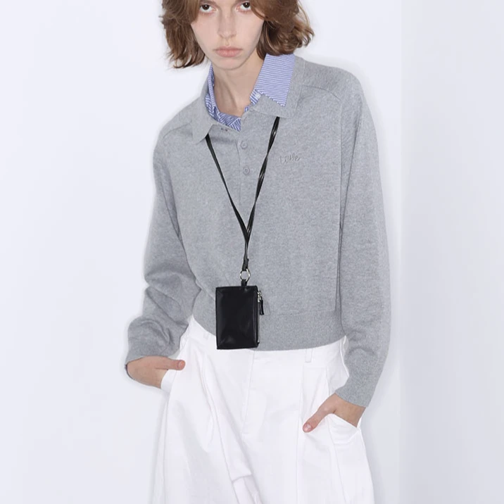 时尚休闲可拆撞色领针织衫DA44200139