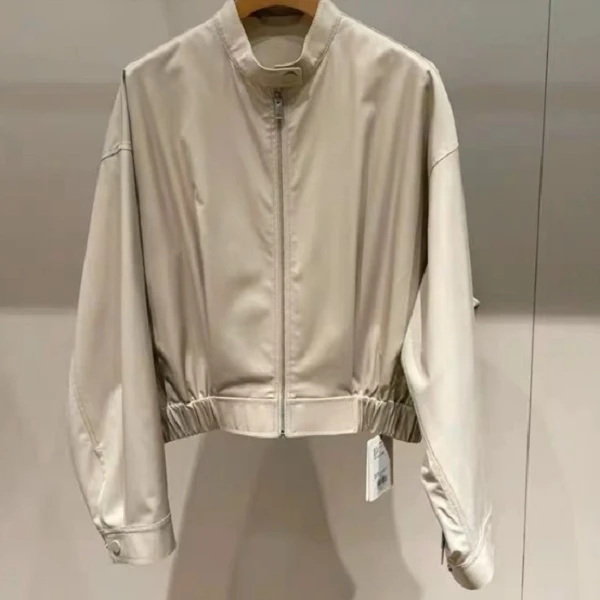 小立领 精纺色织廓形纯色简约百搭休闲短夹克外套