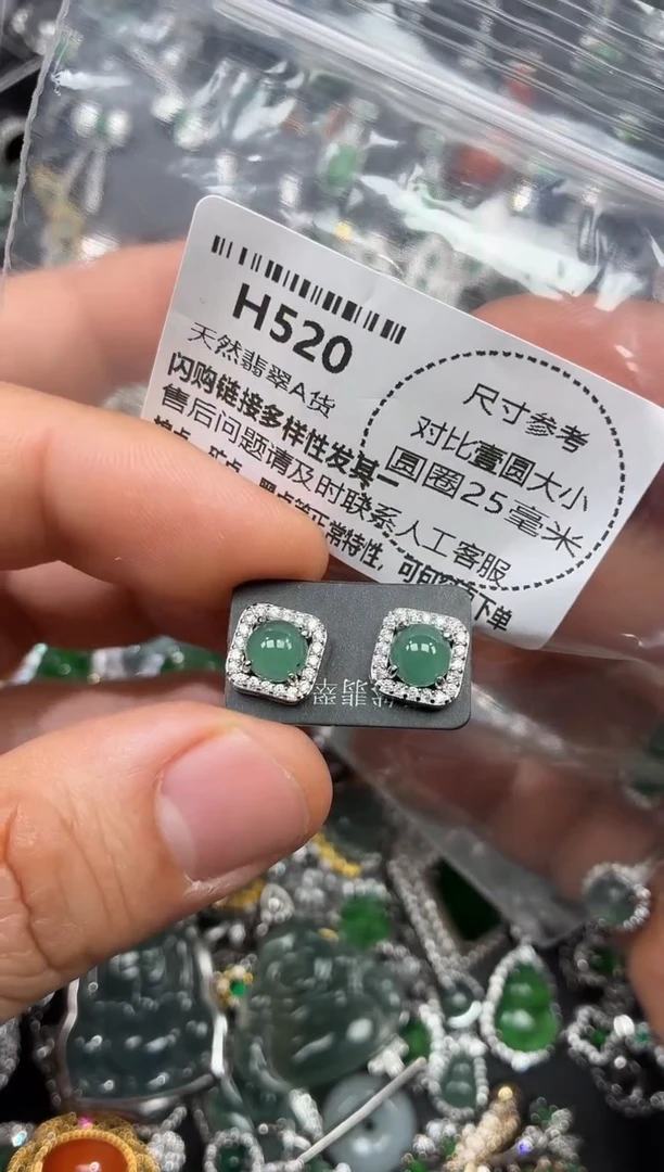 颈饰未镶嵌翡翠H520耳钉
