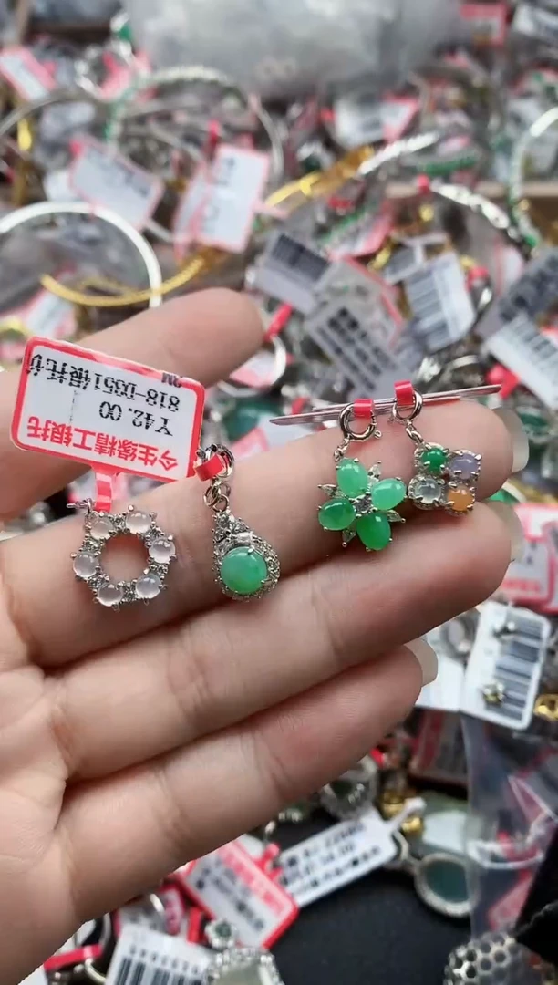 银S925镶嵌戒指翡翠天然A货缅甸翡翠