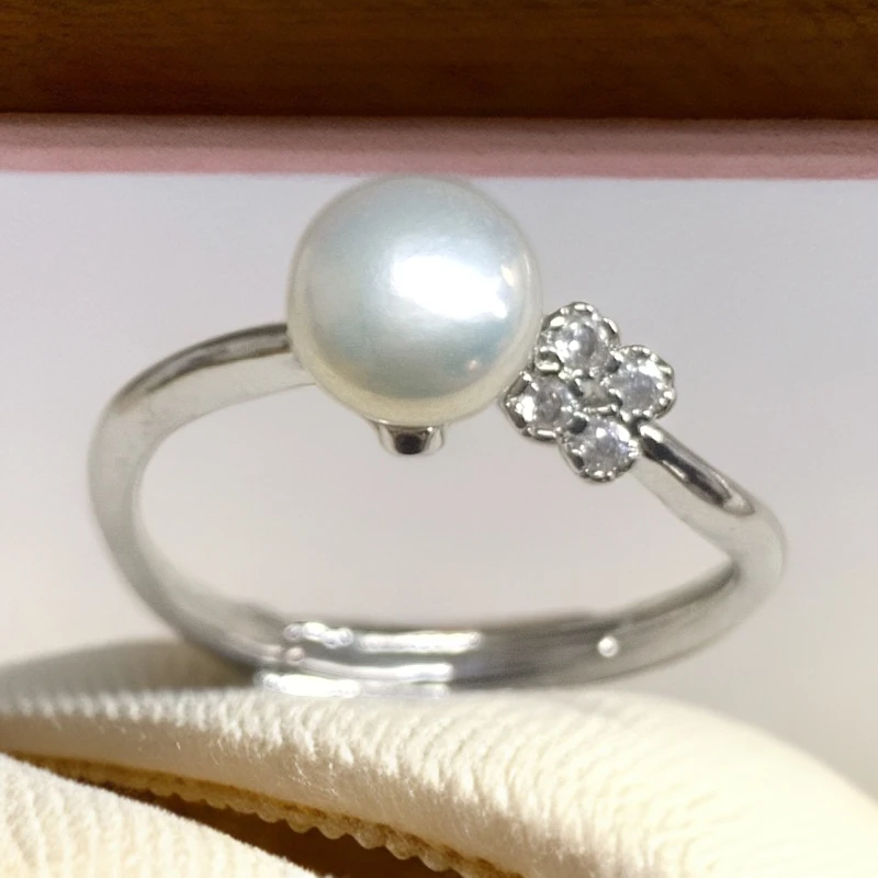 淡水珍珠戒指简约新款四叶草时尚戒指133