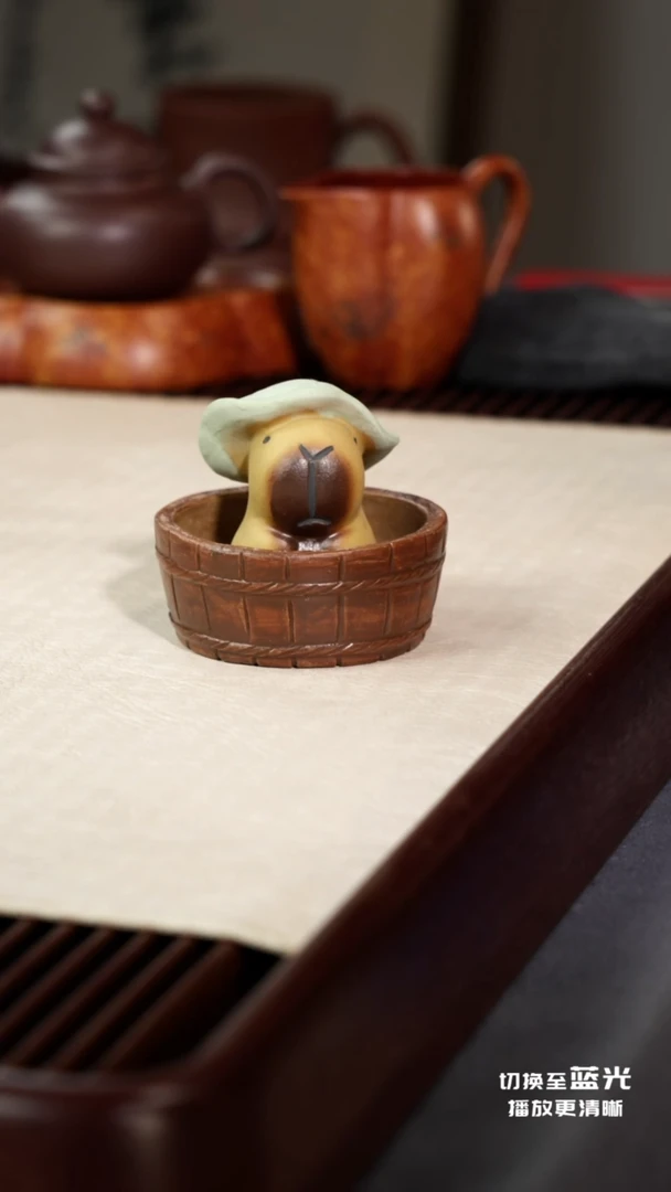 茶壶紫砂带帽卡皮巴拉+浴盆