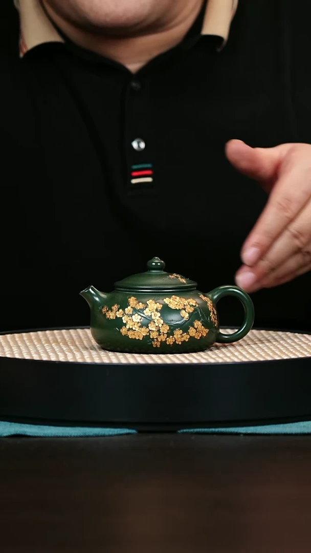 茶壶紫砂寒江 绿泥