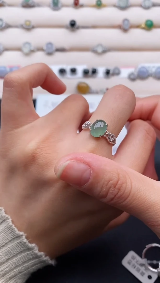 银S925镶嵌戒指翡翠111111111+10