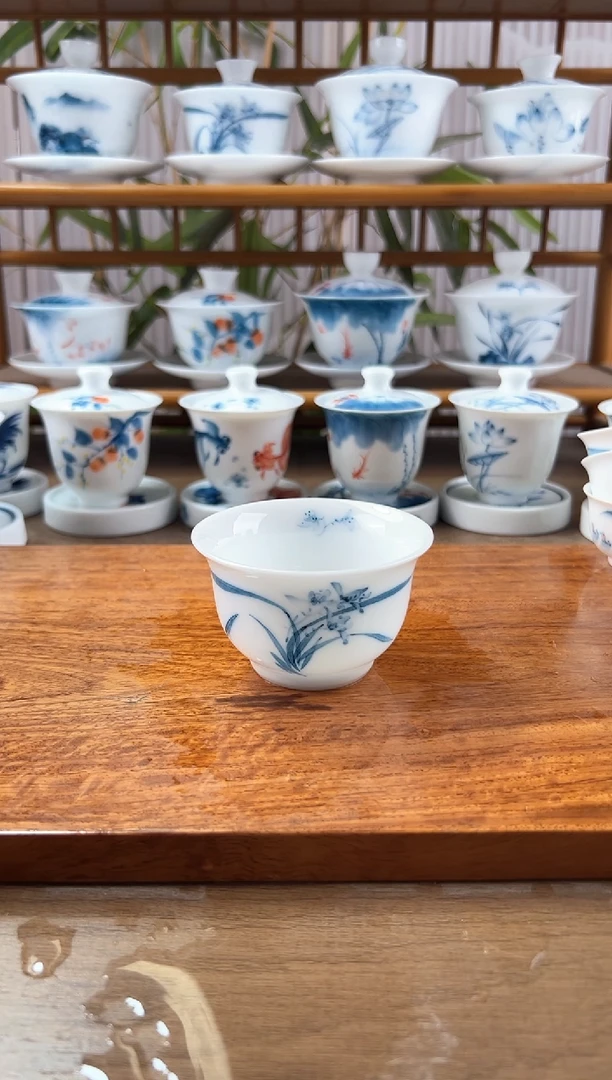 微瑕高冰兰花压手杯