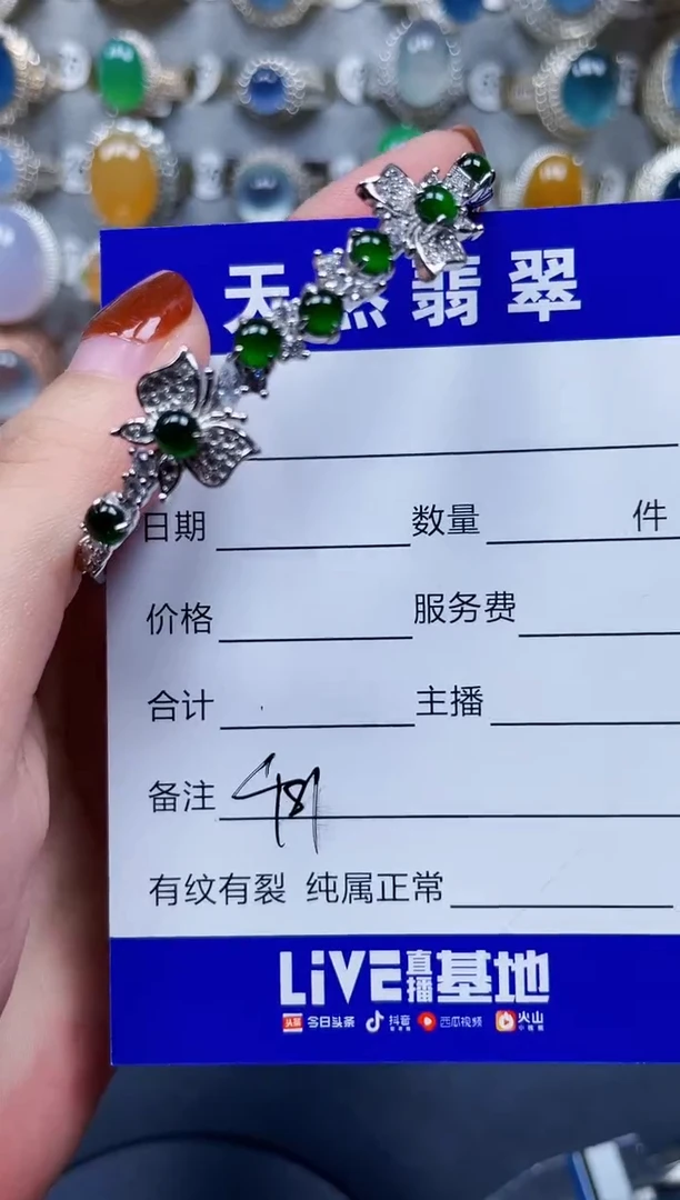 银S925镶嵌手镯翡翠481