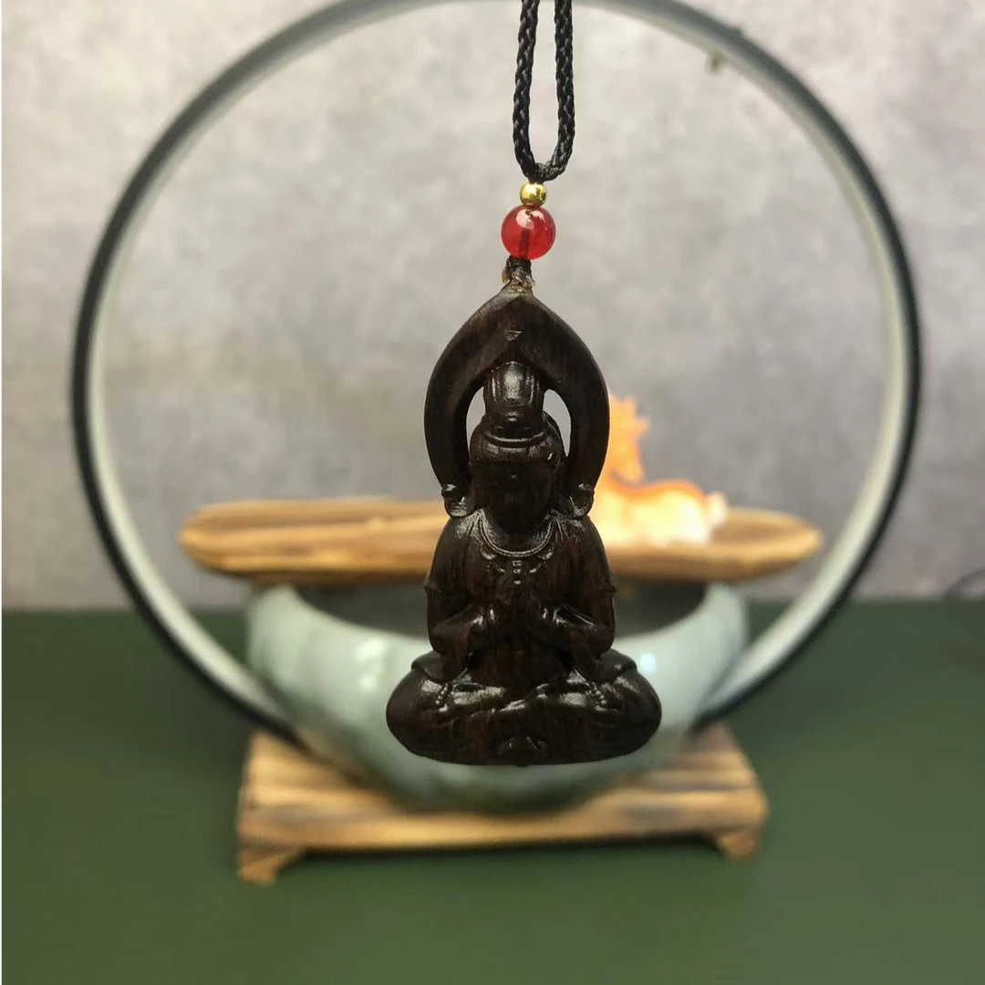 新品观音脖挂件吊坠巴布亚贡木天然原木精工雕刻木雕把玩创意礼品