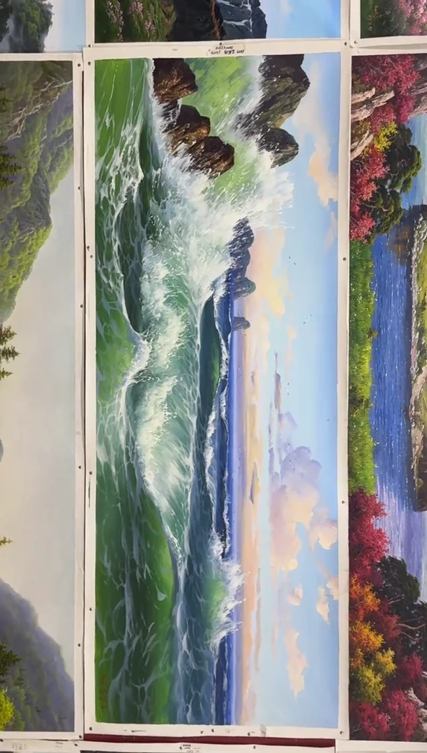 油画【38号】约2.2米*80cm丨朝鲜原创纯手绘孤品油画丨顺丰包邮