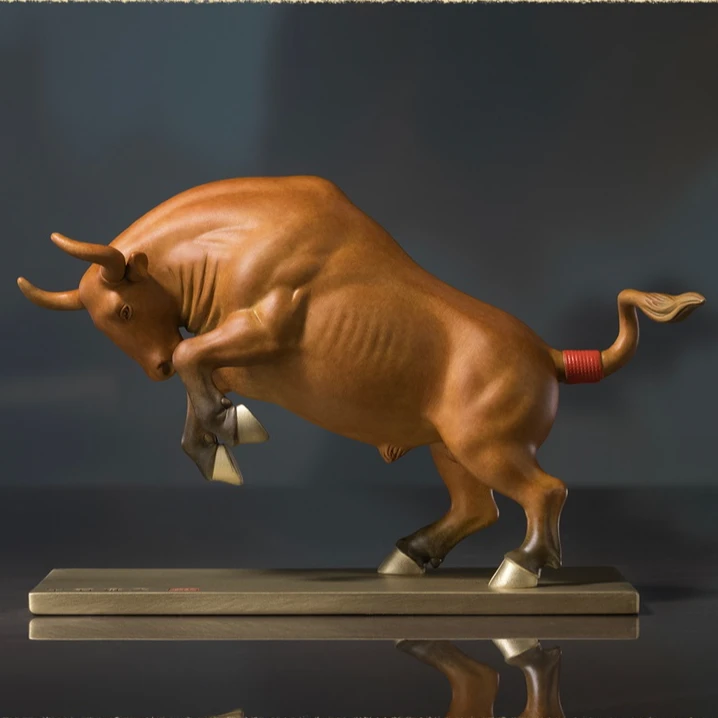 铜师傅《鸿运牛》之牛气冲天客厅桌面铜牛摆件 家居装饰工艺品