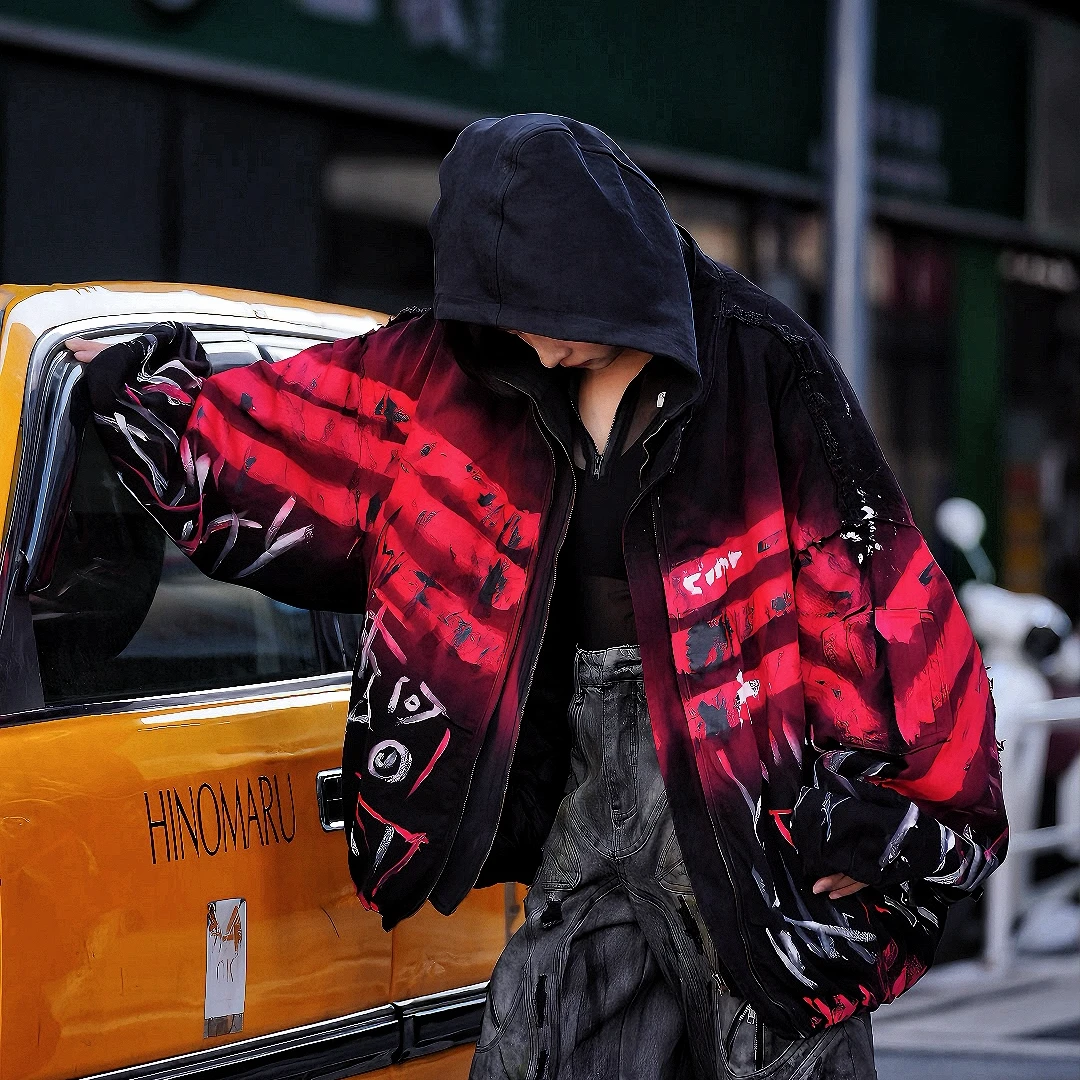 新【三角洲】牛仔外套重磅刺绣洗水做旧涂鸦宽松拼接手绘不规则男女