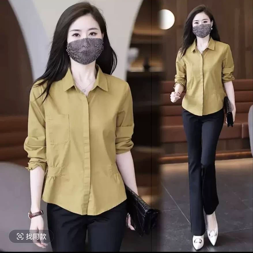 6372早春新款洋气衬衣长袖上衣小外套时尚小衫夏季气质上衣显瘦