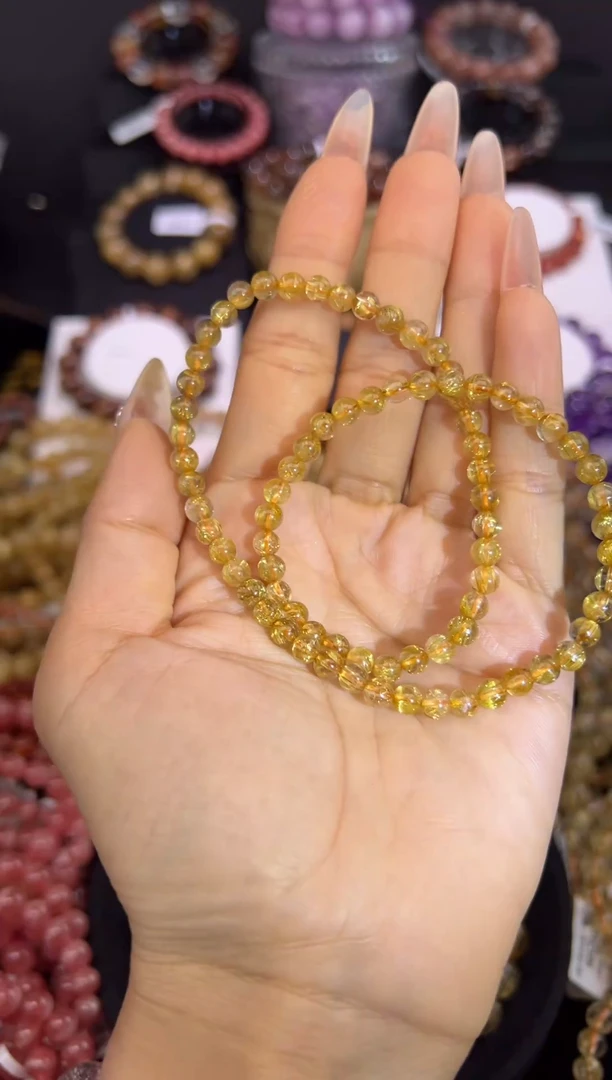 未镶嵌手串水晶金 发晶双圈5.2mm