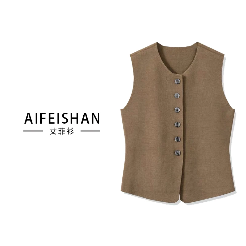 2023秋季新款针织西服西装马甲女春秋外搭毛衣背心无袖外套