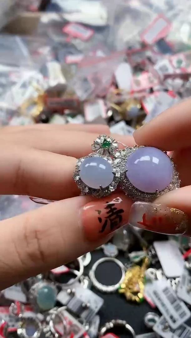 银S925镶嵌戒指翡翠天然A货缅甸翡翠