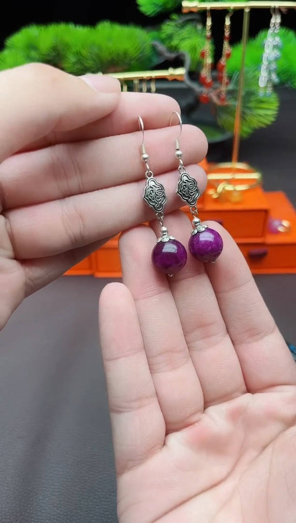 玛瑙/玉髓耳饰银S925镶嵌202