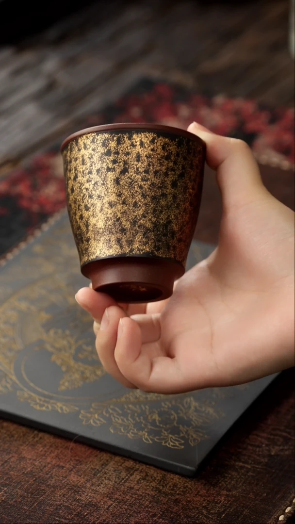 茶杯紫砂非遗茶器-金银措