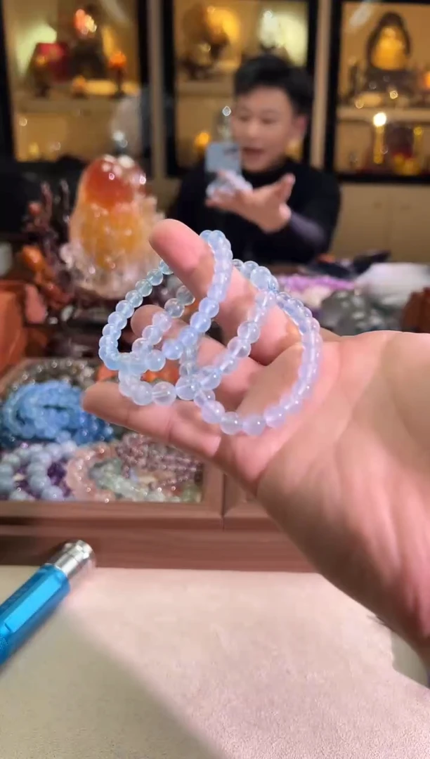 合成（培育）海蓝宝石未镶嵌7-8mm+圣光海蓝宝（多样性发一）