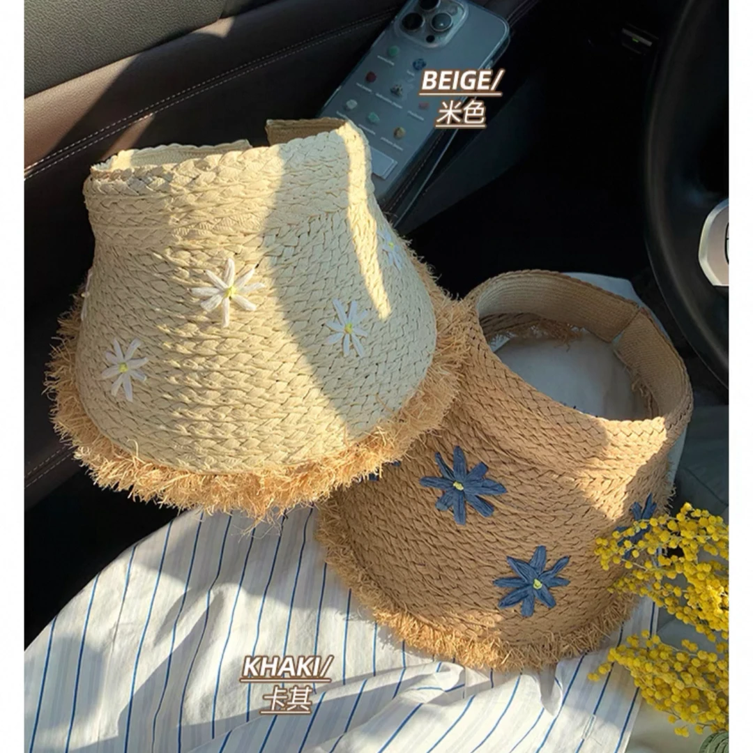 防晒帽海边度假风拉菲草帽女夏季出游户外大帽檐遮阳防紫外线帽子