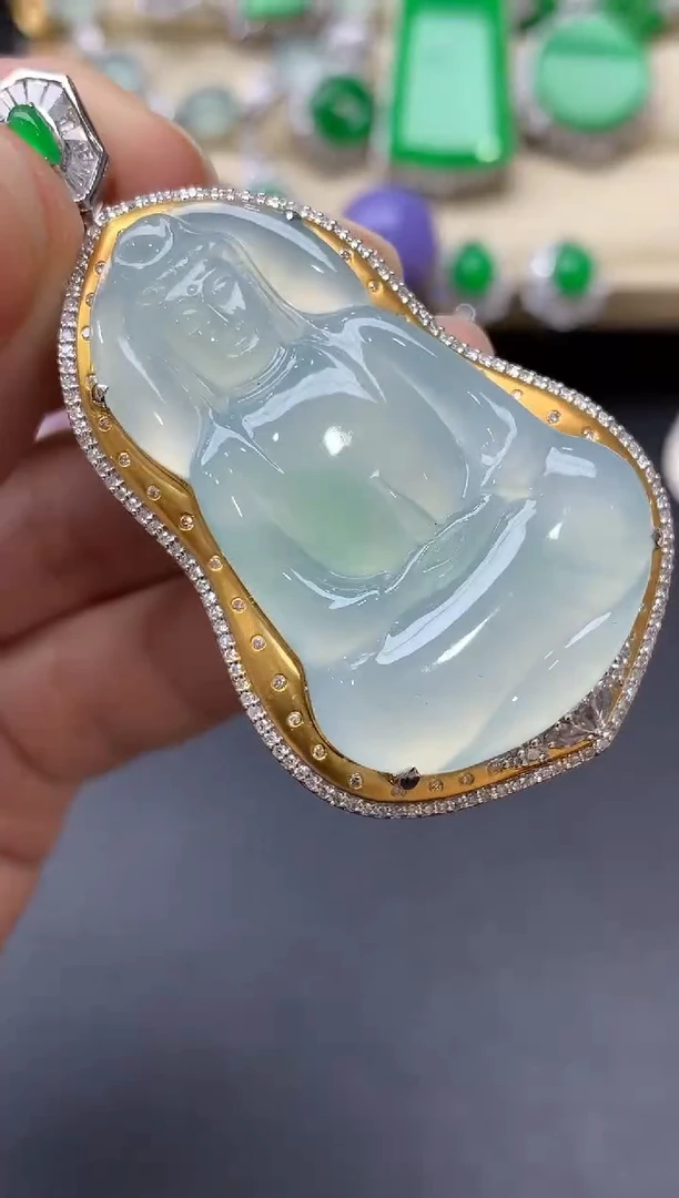 翡翠18K金镶嵌颈饰568-中国好珍宝