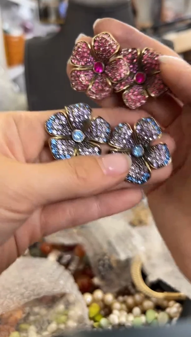 【闪购商品】淡水珍珠珠宝奇石未镶嵌两对红蓝花