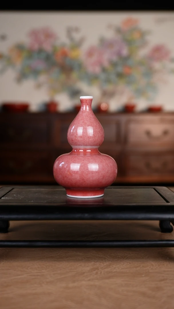 瓶豇豆红景德镇纯手工陶瓷