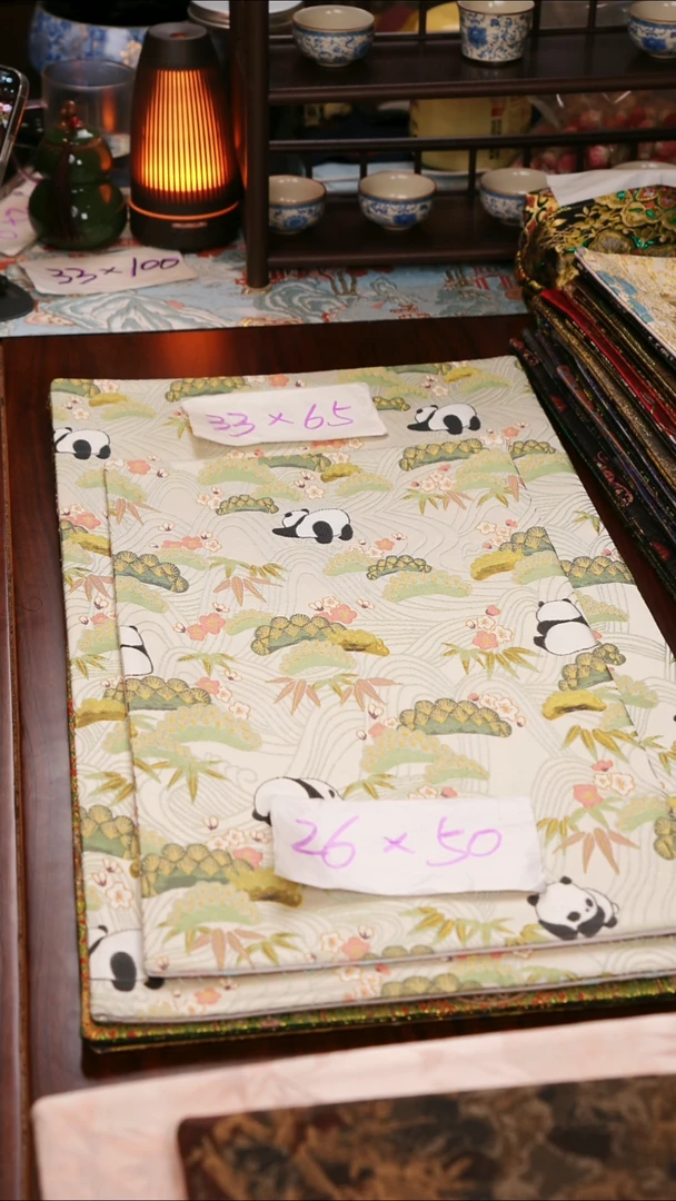 【熊猫双面】中国风干泡织锦茶席33*65