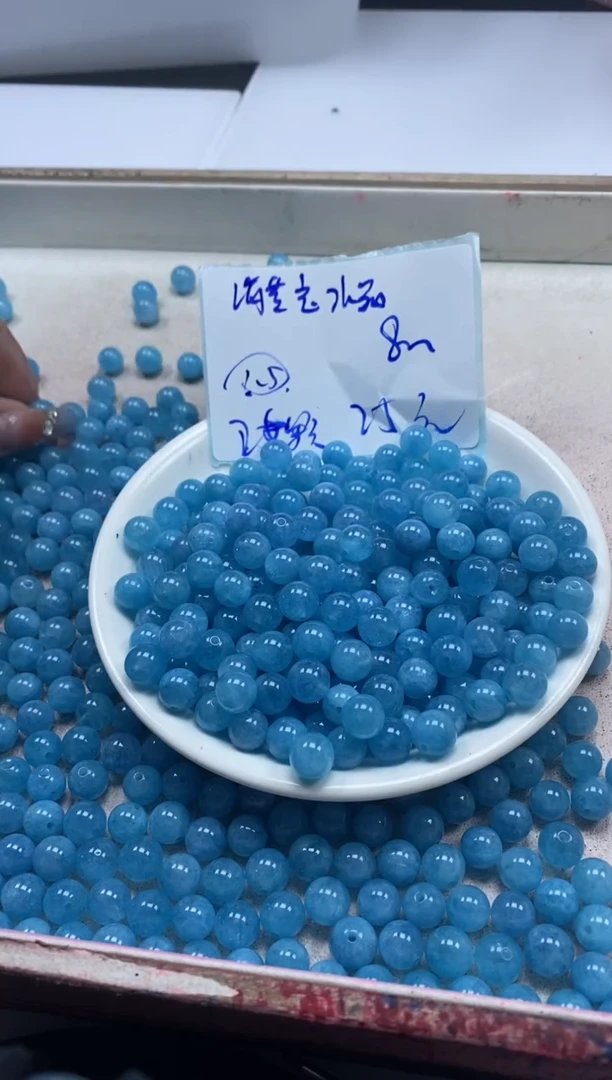 【闪购商品】水晶颈饰未镶嵌w184海蓝宝水晶8mm*25颗