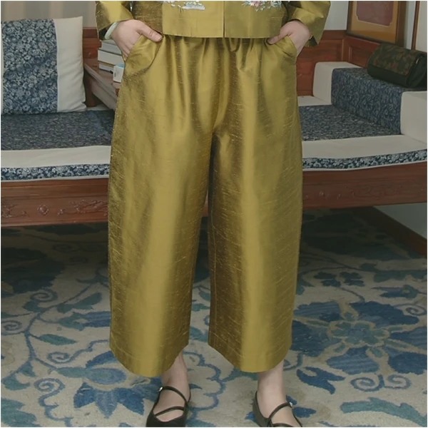 品叔&甄选·桑蚕丝双宫茧茧型裤子