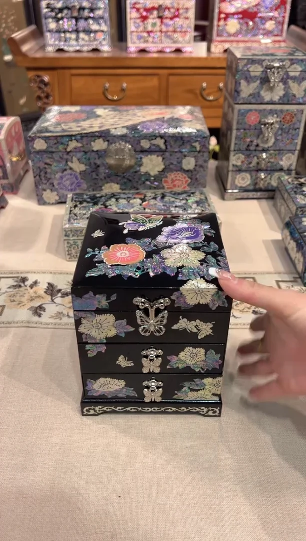 【闪购商品】三层蝶恋花·弘贝雅螺钿漆器文化馆