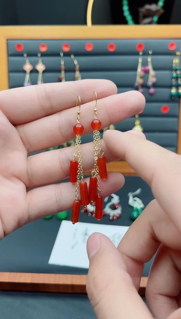 【闪购商品】南红玛瑙耳饰银S925镶嵌704000