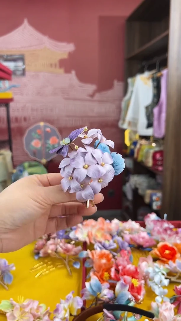 【闪购商品】刺绣非遗绒花（发饰）