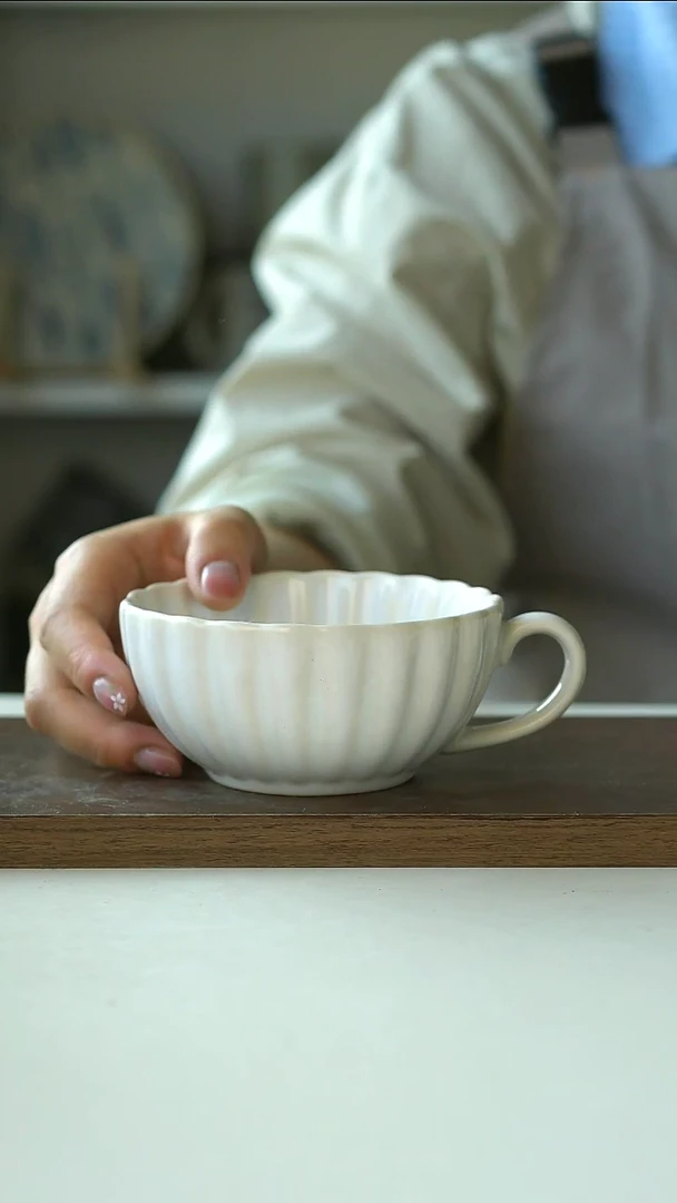 陶瓷微瑕窑变莲花咖啡杯260ml@4-2@