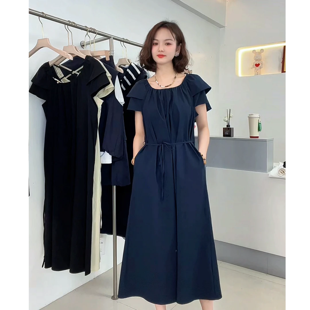 2025夏季新款甜美小飞袖宽松长裙女装