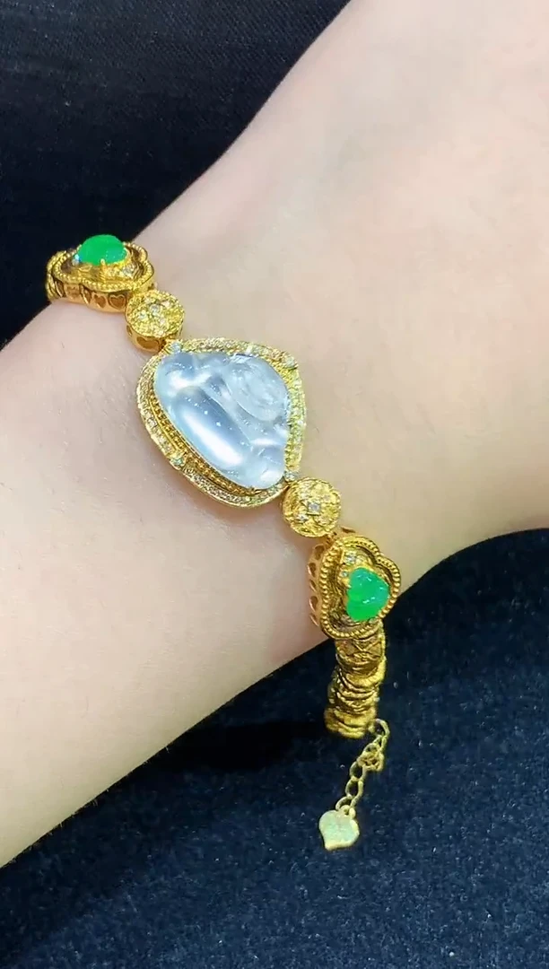 18K金镶嵌手链翡翠SY多样性发其一