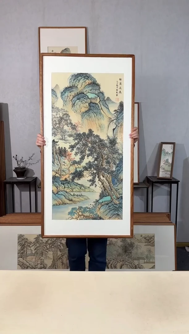 国画手绘*松溪泛隐*62*122cm带框发货