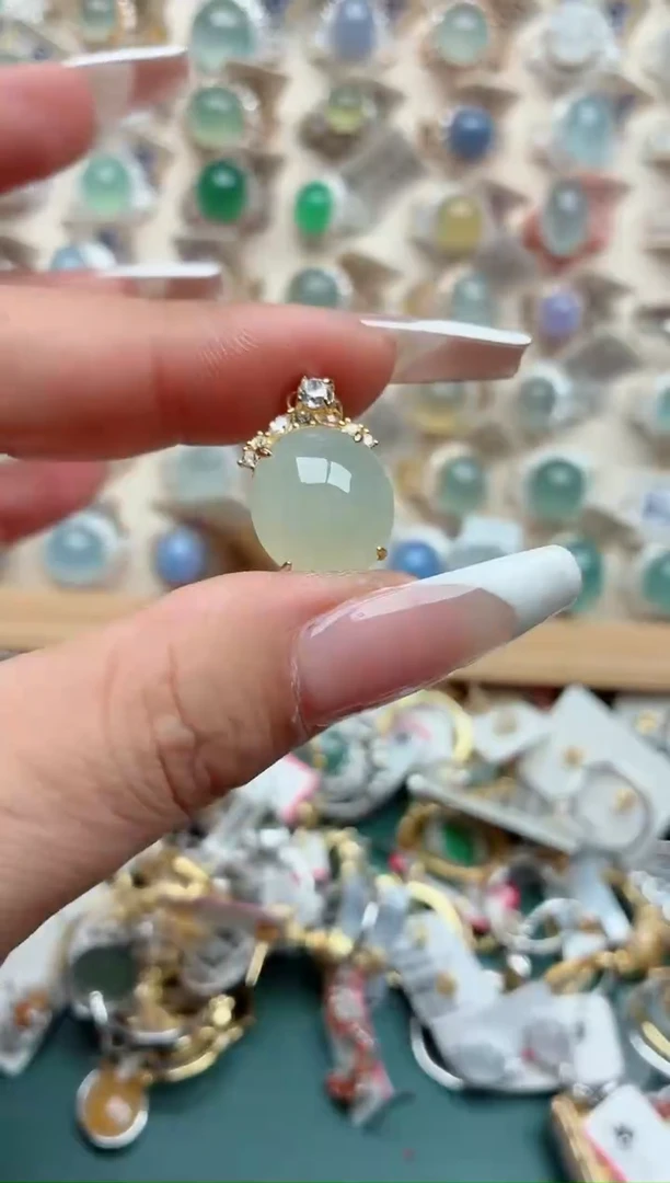 吊坠(不含链)银S925镶嵌翡翠.