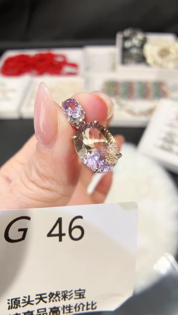 吊坠(不含链)银S925镶嵌水晶多样性发一G46