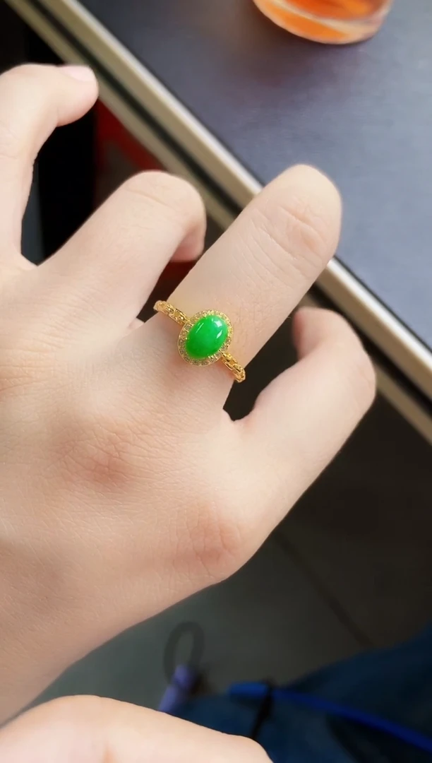 翡翠戒指银S925镶嵌12349