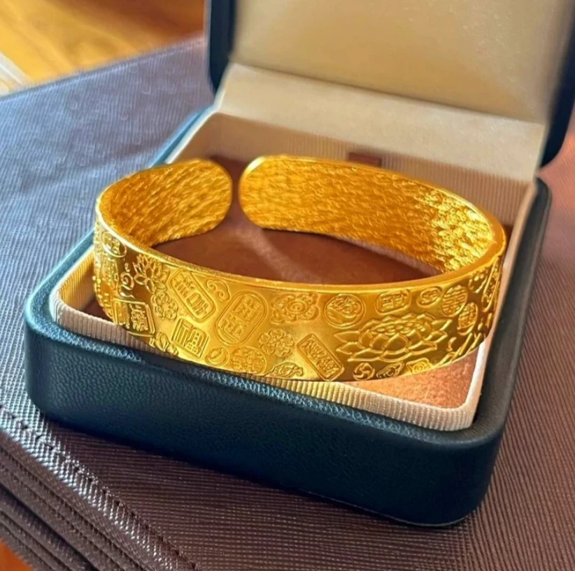 【官方正品】品质保证  吉言纳福莲花轮胎版实心手镯