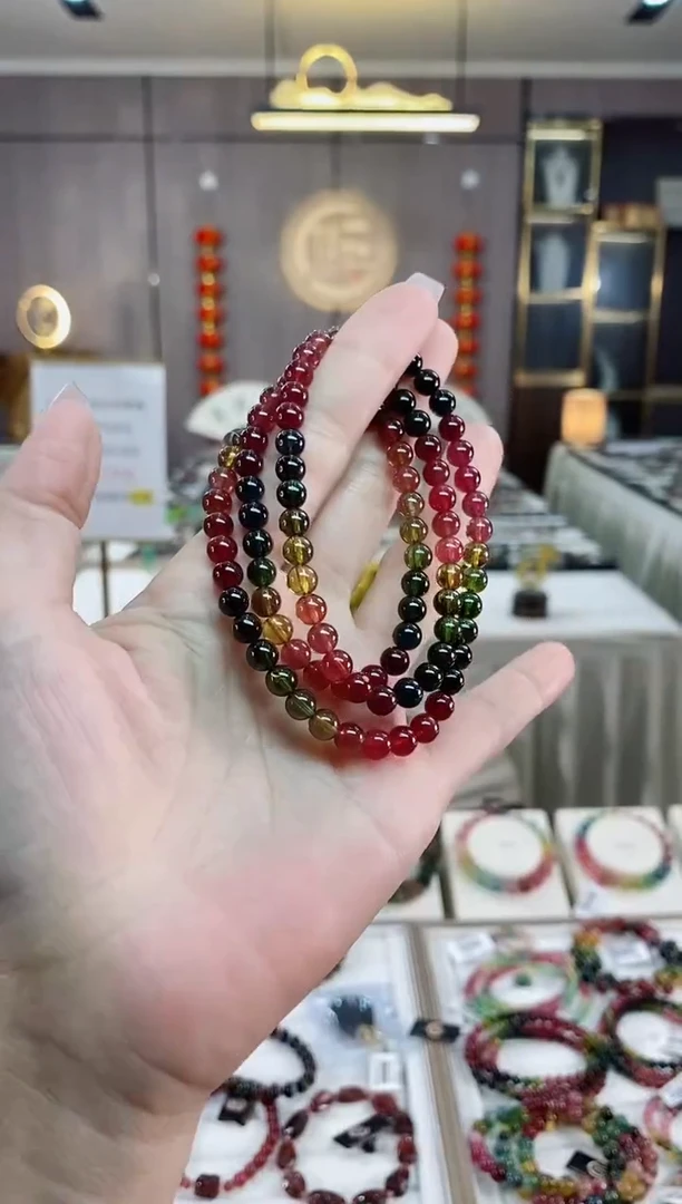 【闪购商品】碧玺三圈手串5mm+未镶嵌（多样性发一条）hon