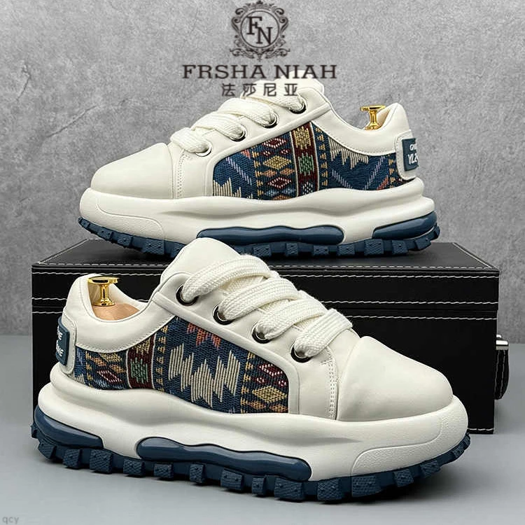 法莎尼亚男士休闲鞋2025春季新款时尚潮流百搭软底增高舒适运动鞋