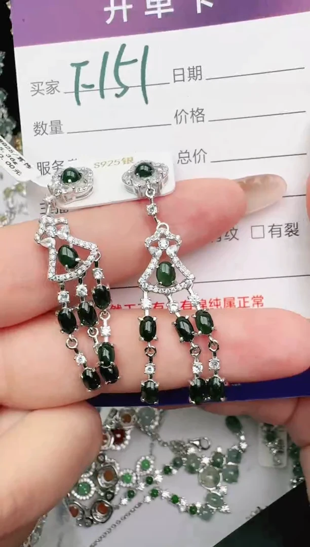 翡翠戒指银S925镶嵌2222