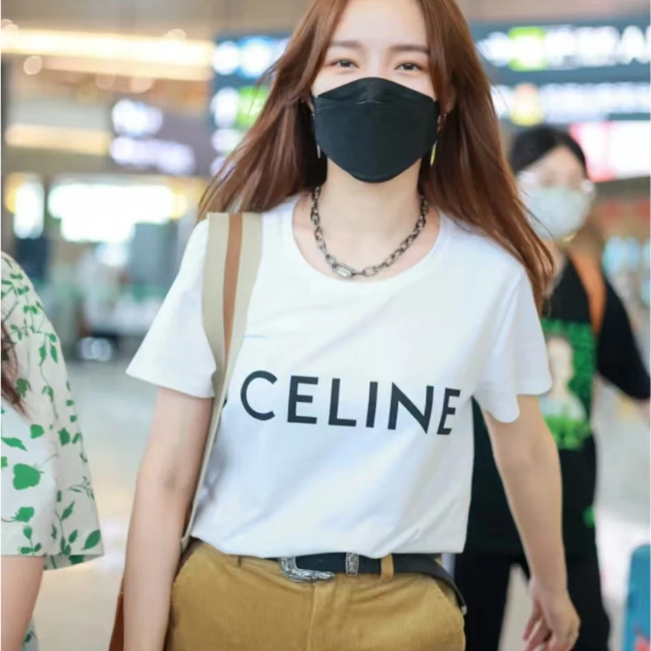 99新 Celine/思琳  字母logo白色短袖T恤 S码 SS195