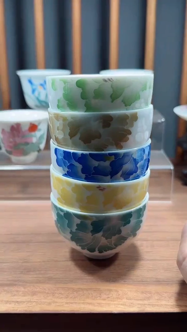 【闪购商品】微瑕手绘款东方小彩不倒杯五色各一