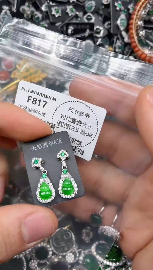 颈饰未镶嵌翡翠F817耳钉